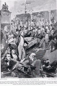 罗伯特·皮尔爵士于1846年在众议院，“哈钦森的英国民族故事”中的插图，c.1923