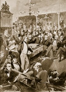 罗伯特·皮尔爵士于1846年在众议院，“哈钦森的英国民族故事”中的插图，c.1923