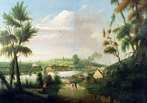 悉尼湾的直接北视图，1794年 作者 托马斯·沃特林