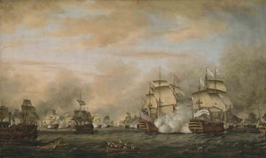 圣日之战，1782年4月12日。  巴福尔号攻击法国旗舰 "巴黎之城 "号