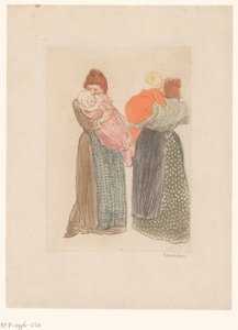 两个母亲带着孩子
Les deux mères 作者 Théophile Alexandre Steinlen（艺术家签名）