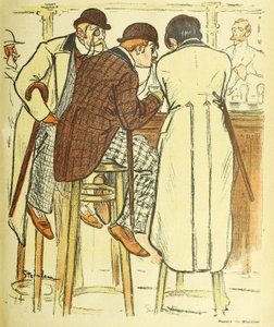 在酒吧，来自Gil Blas Illustre, pub.1899年彩色石版画，1899年。 作者 西奥菲勒·亚历山大·斯坦伦