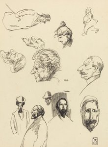 人物和头像研究，19世纪末-20世纪初。 作者 西奥菲勒·亚历山大·斯坦伦