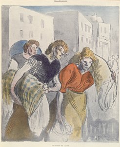 Washerwomen从洗手间返回，19世纪末 作者 西奥菲勒·亚历山大·斯坦伦