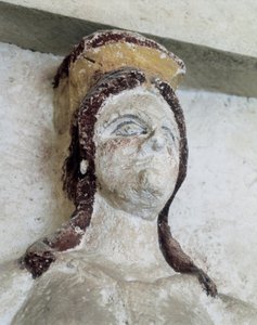 Sveshtari 色雷斯墓，公元前 3 世纪阿特拉斯中女性雕像的细节（石雕）