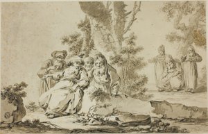 风景中的东方服饰人物 作者 提比略·多米尼库斯·沃彻（Tiberius Dominikus Wocher）