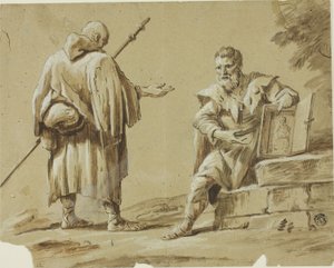 两名朝圣者与便携式神龛 作者 提比略·多米尼库斯·沃彻（Tiberius Dominikus Wocher）