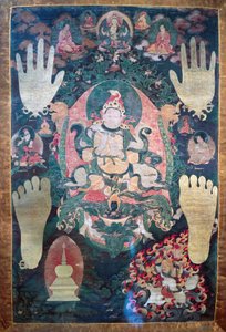 格聂格日布桑波，传说中的西藏第一位国王，观世音菩萨的转世，西藏的时代和精神领袖之一，布面油画，西藏文明 作者 藏族学校