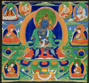 Thangka绘画描绘了Adibuddha Vajradhara（Do rje chang），西藏，19世纪（对印花布的瘟热） 作者 藏族学校