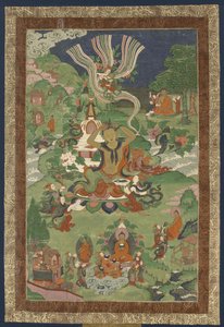 佛陀生活场景的唐卡，19世纪后半叶。 作者 藏文化。