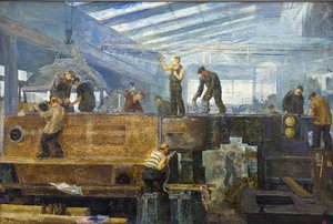 Le plan quinquennal - 涡轮机安装由 Chernyshev, Tikhon Pavlovich (1882-1942) 提供。 布面油画，尺寸：75x110 作者 吉洪·巴甫洛维奇·车尔尼雪夫