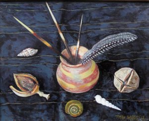 花盆和花苞 2012（油画） 作者 蒂莉·威利斯