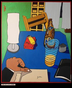 静物与饮料》，2001年，布面油画