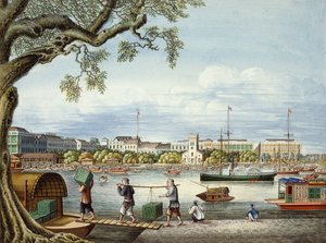 广州的洪氏家族，约 1852 年（纸本水粉画） 作者 廷夸
