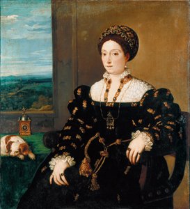 埃莱奥诺拉·冈萨加 (Gonzaga) 的肖像，乌尔比诺公爵夫人由 Tiziano Vecellio 绘画，称为提香（约 1490-1576） 作者 Tiziano Vecelli