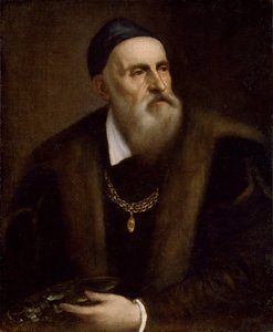 提香（1488-1576）的自画像。 布面油画，约 1562-1563 年，尺寸：78x63。 Galleria degli Uffizi，佛罗伦萨 作者 蒂齐亚诺·韦切利（Tiziano Vecelli）