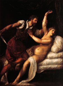 塔尔奎尼乌斯和露迪雅》，提香（约 1490-1576 年）作品，油画，84x68 厘米
