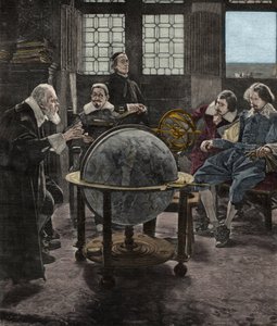 1640 年，约翰·米尔顿（John Milton，1608-1674 年）拜访了伽利略·伽利莱（Galilee），他在他位于佛罗伦萨附近的 Arcetri 的宗教裁判所的监狱中。19 世纪 T. Lessi 的一幅画版画。