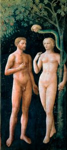 亚当和夏娃的诱惑 壁画 作者：Tommaso di Cristofano Fini dit Masolino da Panicale (1383-1440) 1424-1425 太阳。208x88厘米 佛罗伦萨，圣玛丽亚-德尔-卡明教堂，布兰卡奇教堂 作者 Tommaso Masolino da Panicale