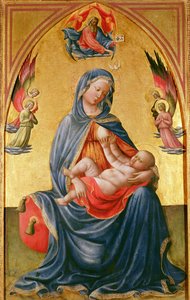 圣母与圣父，天使，圣灵和天使 作者 Tommaso Masolino da Panicale