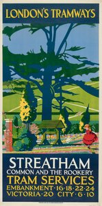 Streatham Common and the Rookery"，伦敦郡议会LCC电车公司的海报，1927年 作者 托尼城堡