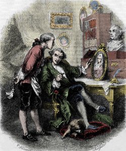 Illustration of “” Journey around my room”” (1794) by Xavier de Maistre. Illustration by Tony Johannot 作者 托尼·约翰诺特