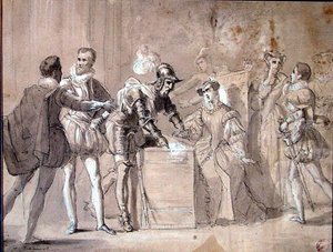 大仲马（1802-70）的 "亨利二世 "项目（纸上水笔）。