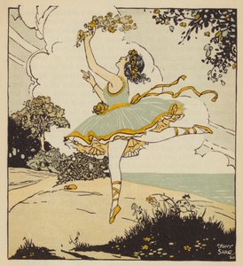 哥伦拜因》，《艺术喜剧》中哈莱金的情妇（彩色石版画）