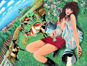 Mae Rose-Cottage 做着她的色情幻想，2005 年（面板上的丙烯）