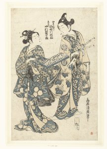 两名演员与算盘 作者 Urokogataya（Magobei；Rikakudo）