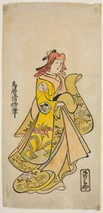 1718 年正月在市村剧场上演的话剧《七草福木曾我》中饰演大七的演员三条兼太郎二世 作者 鸟居清二