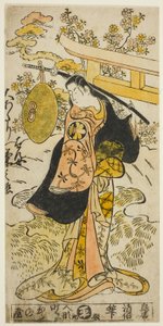 1733 年 3 月在中村剧场上演的话剧《妻夫木雏川》中饰演半条的演员濑川菊之条一世 作者 鸟居清二