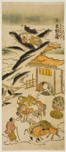 冬天：农家四季》系列第 4 号 "冬天：储藏大米（Fuyu: kome osame no zu）"。 作者 鸟居清二