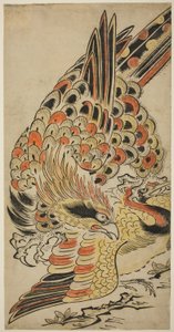 鹰捕捉飞行中的鹤，c.1715（手绘木刻版画）
