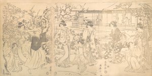 47个忠诚的零售商的Chushingura旺季的场景，约1820年。 作者 鸟居清峰