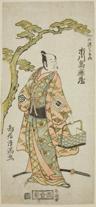 1766 年正月在中村剧场上演的话剧《海道一伊豆之春驹》中饰演河津三郎的演员市川驹三郎一世