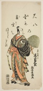 1763 年 2 月在市村剧场上演的话剧《藤泉曾我》中饰演京之次郎的演员小野江菊五郎一世 作者 鸟井清光一号