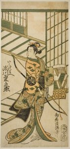 1763 年 9 月在市村剧场演出的话剧《东山之坂惠》中饰演石之前的演员濑川菊之条二世。 作者 鸟井清光一号