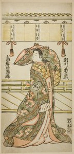 1762 年 11 月在市村剧场演出的话剧《木曾太荣小町》中饰演松风的演员濑川菊之条二世