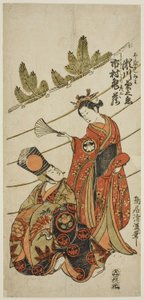 1760 年 11 月在市村剧场演出的话剧《梅百二之约会冲户》中饰演美和的濑川菊之条二世和饰演彦三的市村龟三一世
