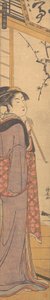 一个拿着烟斗的女孩，约1785年。 作者 永永鸟居