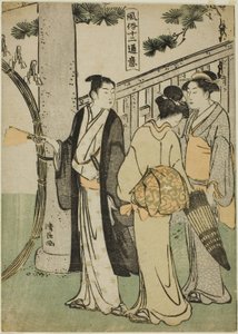 参拜神社，选自 "民俗十二景 "系列 作者 永永鸟居