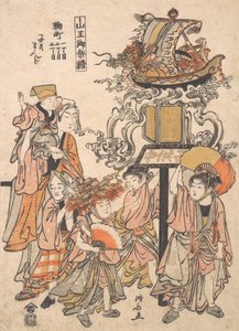 儿童灯笼花车，Kojimachi 1,2,3-chome Block协会，Sanno节，约，约1780。 作者 永永鸟居
