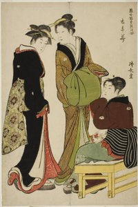 多特下地区（Dotebana）的花朵，选自 "欢乐街区当代美女集（Tosei yuri bijin awase）"系列 作者 永永鸟居