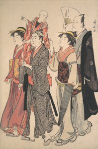 Ichikawa Danjuro V和他的家人，1782年。 作者 永永鸟居
