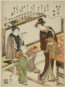 鹦鹉（Omu），选自 "浮世版七小町（Ukiyo Nana Komachi）"系列 作者 永永鸟居