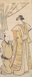 演员中村理子一世和一个侍者，约1784年。 作者 永永鸟居