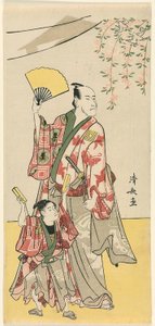 演员市川团十郎五世和市川惠比藏四世，选自庆祝曾我兄弟神社祭祀的 11 位演员的五联画 作者 永永鸟居