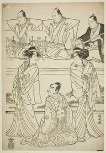 1783 年正月在仲村剧场演出的话剧《松之绪影松之樱》中饰演八桥鬼魂的濑川菊之条三世、饰演曾我之十郎的泽村宗十郎三世和饰演清源鬼魂的市川团十郎五世。 作者 永永鸟居