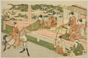 新年的第一次骑马（Uma norizome），选自绘本 "三重黎明的色彩（Saishiki mitsu no asa）"。 作者 永永鸟居